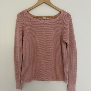 Gap Fisherman Sweater Pastel Pink Oversized XS  100% Cotton Spring chunky